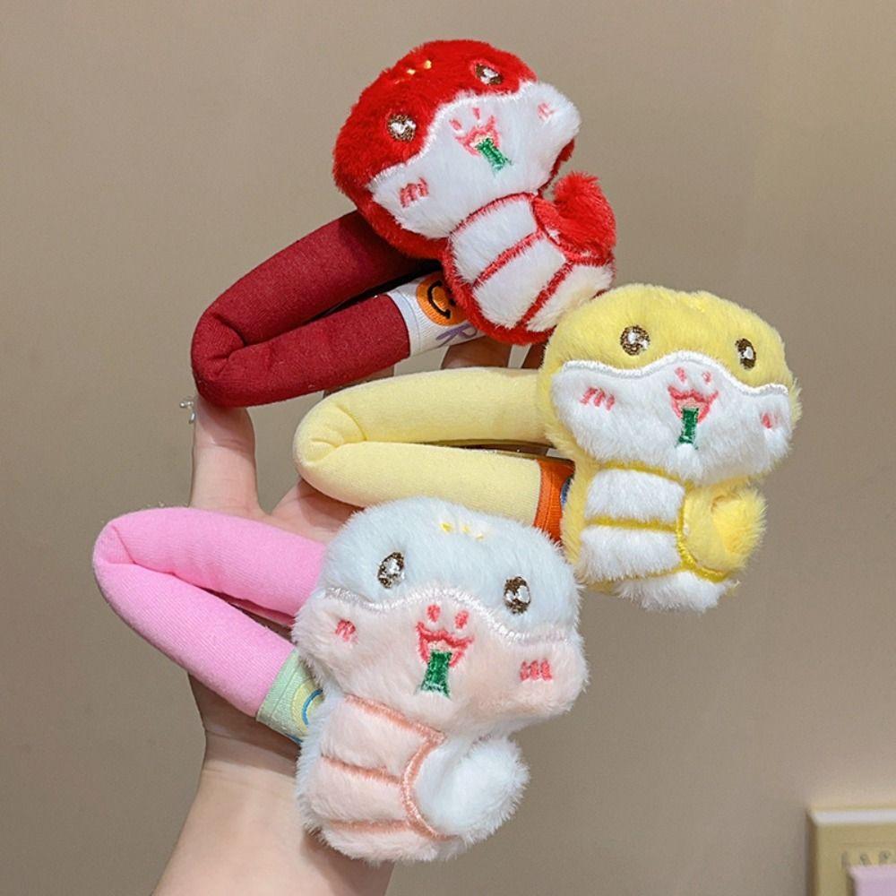 Hairpin New Year Pendant Red Hairband Plush Snake Year Headband Cute New Year Headdress  Prom Props