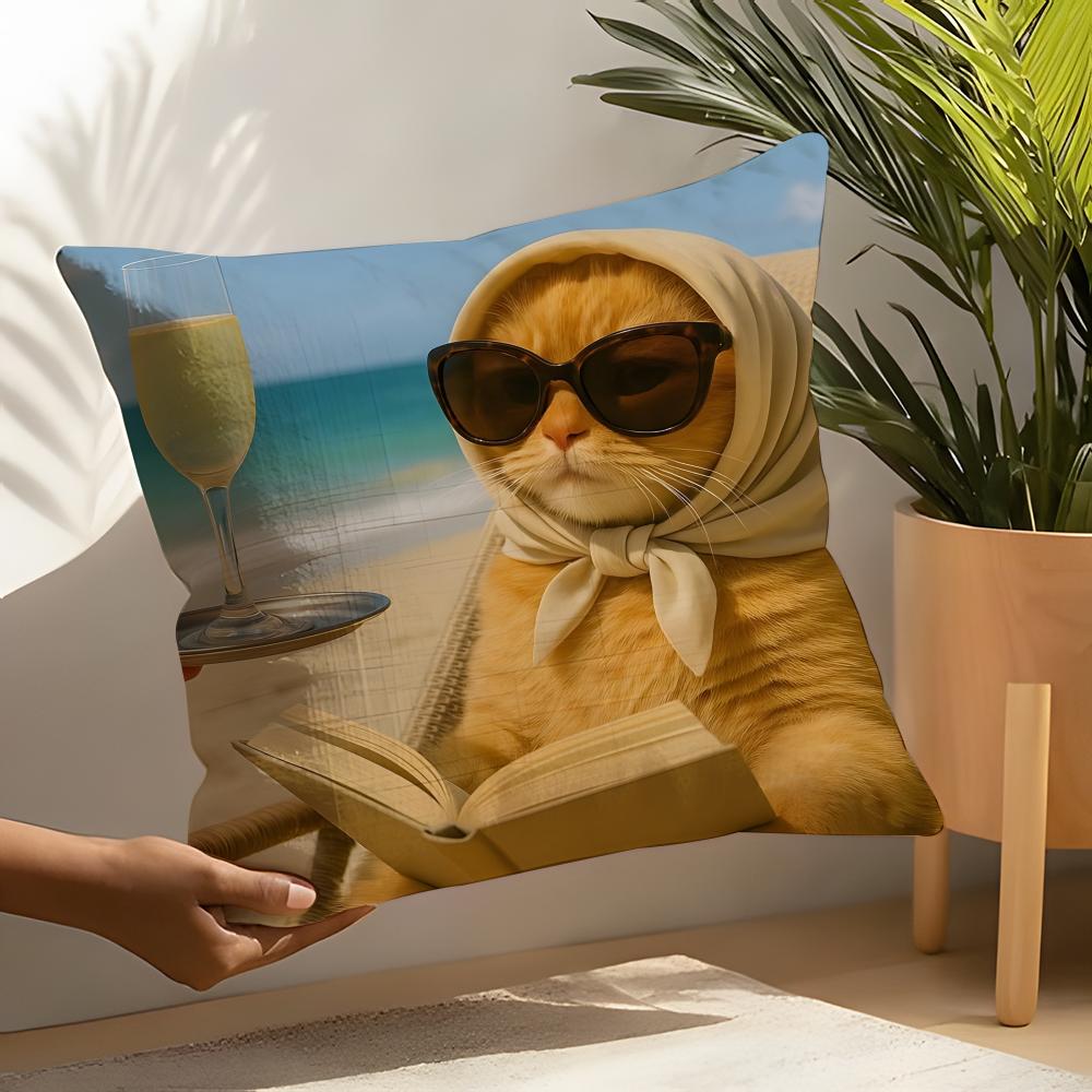 Cute Funny Internet Meme Cat Pillow Case Linen Cushion Covers For Decorative Sofa Home Pillows Case Car Chair Pillows Cases
