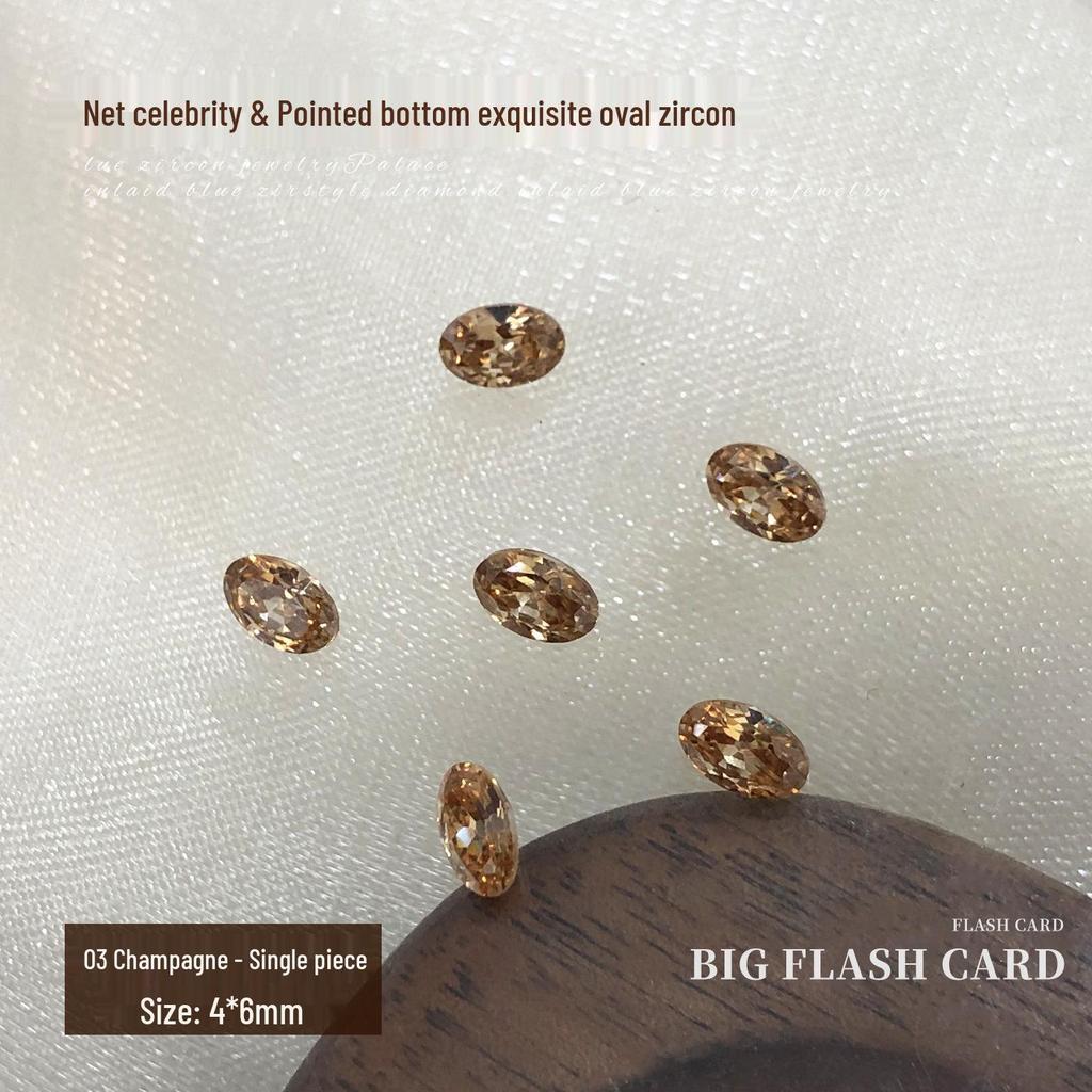 Elegant Zirconia Nail Art Gems: Sparkling White & Champagne Irregular Oval Diamonds