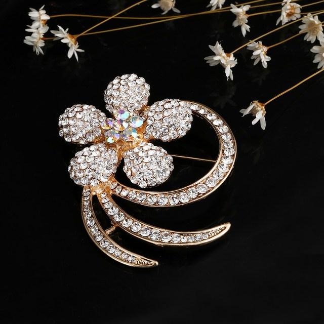 Hesiod Delicate Crystal Stone Rhinestone Pin Brooch Banquet Jewelry Simulated Pearl Goldfish Brooches Pins Wedding Occasion Party Event Wedding