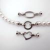 High Polish Stainless Steel Round Heart Double Clasp for Sweater Chain - Colorfast Pearl Connector