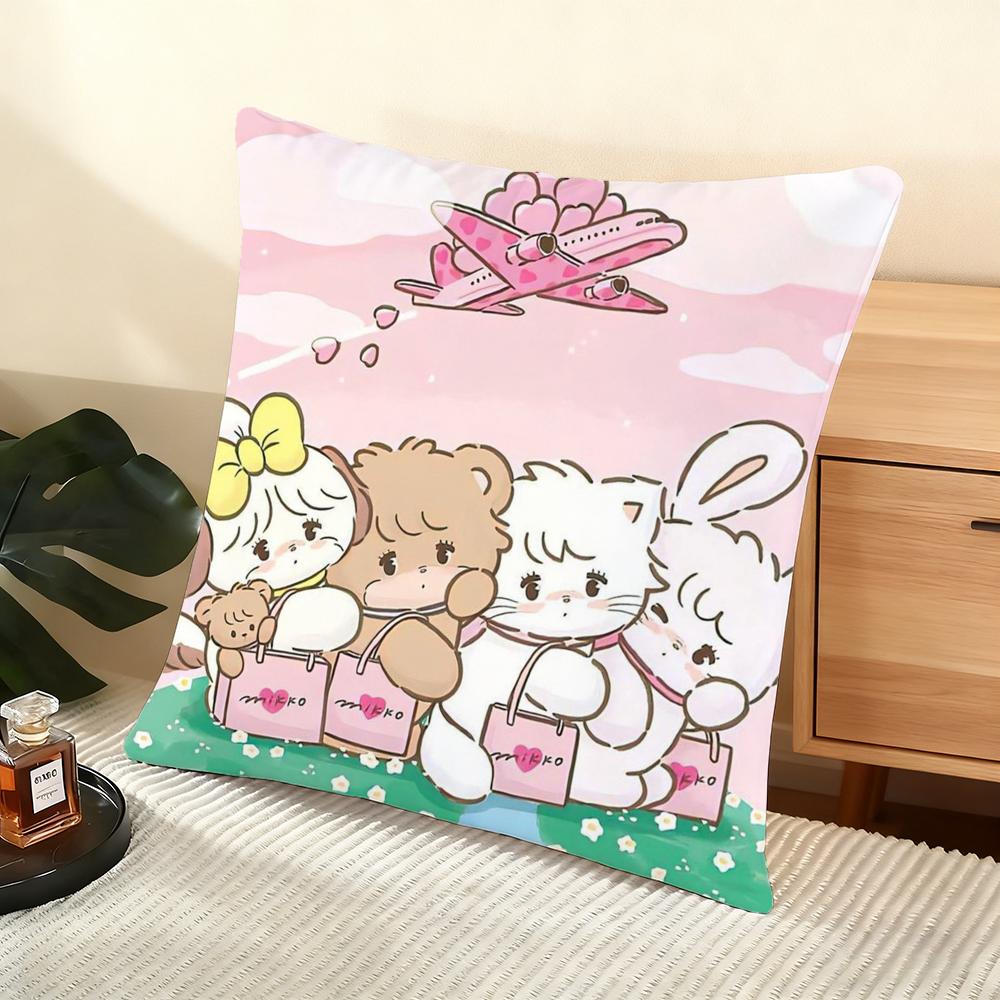M-Mikkos Illustration Cushion Cover Soft Short Plush Pillow Cover Smooth Cozy Texture Aesthetic Cushion Case Home Decor