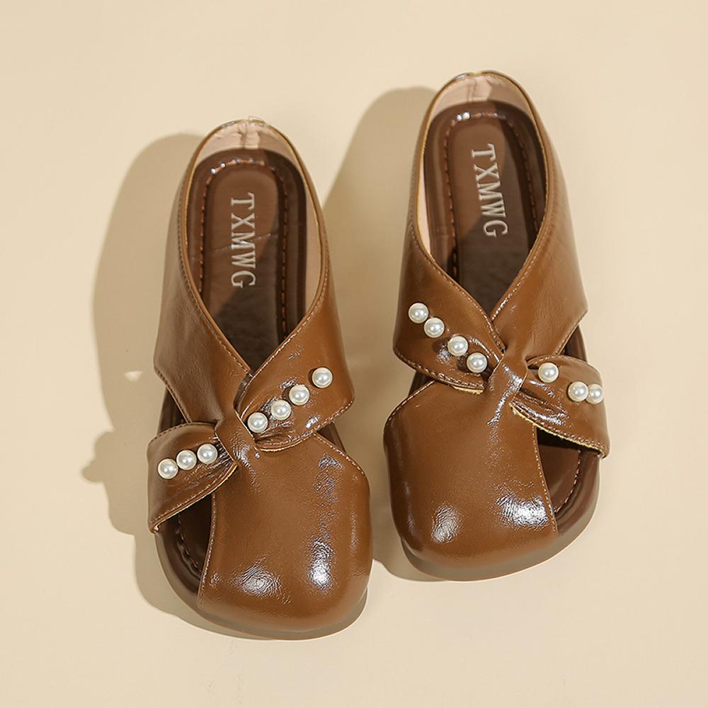 

New Anti-slip Summer Women Slippers Soft-soled Square Toe Square Toe Flat Sandals Comfortable Solid Color Ladies Mules 35 срібний