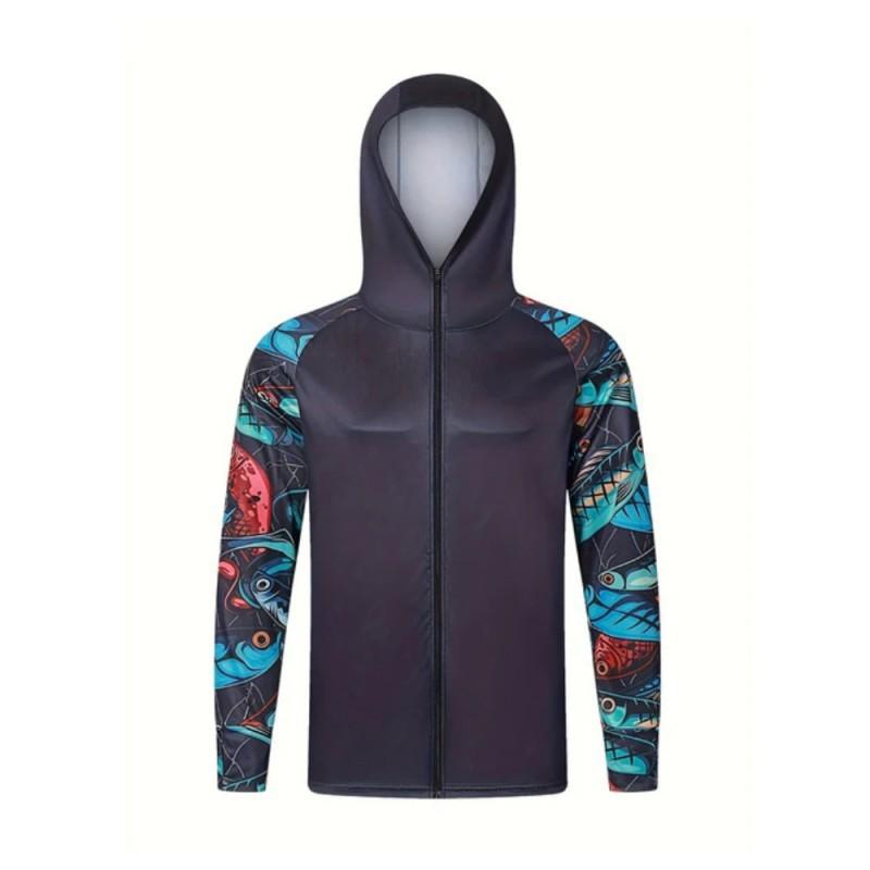 Zippered Fishing Clothes Shirts Quick-drying Sportswear Sun-proof Ultraviolet Breathable Hooded