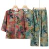 Elderly Women's Floral Print Summer Cardigan Set