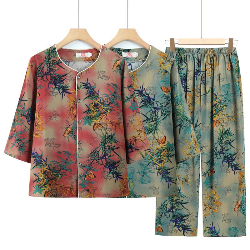Elderly Women's Floral Print Summer Cardigan Set