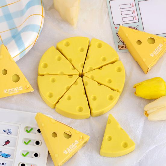 Cheese Shape Eraser Cute PVC Erasers for Kids Students Fun Classroom Prize School Supply for Kindergarten Party Favors