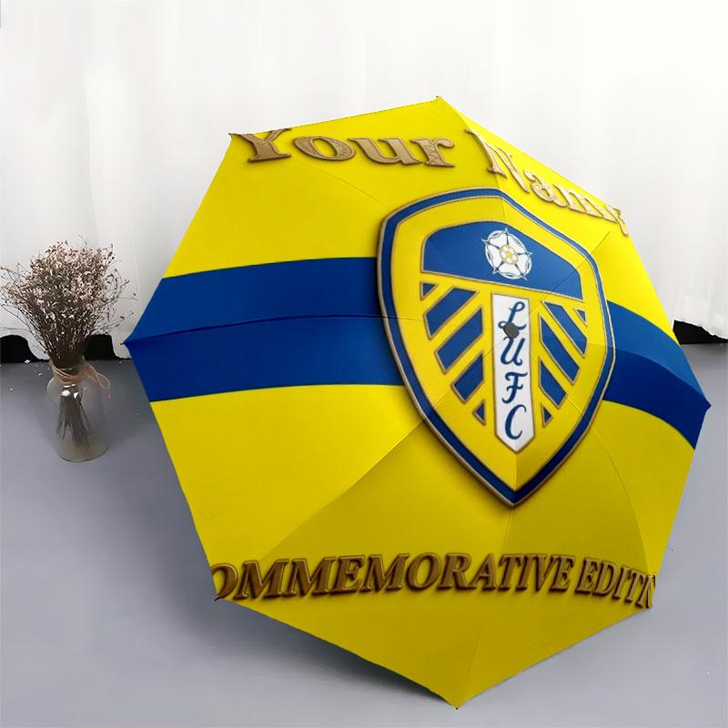 1 PC Automatic Folding Umbrella - Leeds United Custom Name Pattern, Portable & Foldable Design with 8 Ribs, Christmas Birthday Gifts