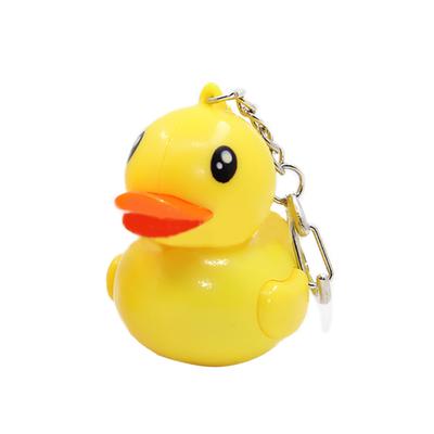 Lovely Yellow Duck Keychain LED Luminous Key Sound Flashlight Keyring Toy
