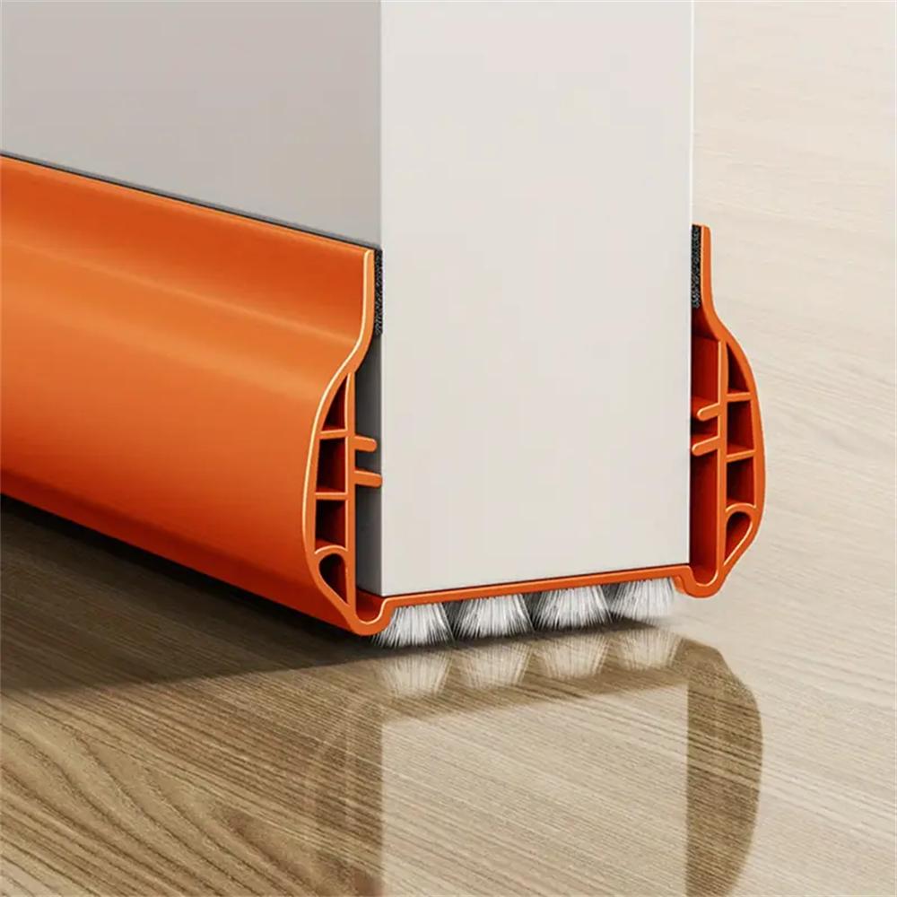 1pc PVC Door Bottom Sealing Strip with Brush Multiple Dustproof Soundproof Washable Weather Strip Snap-In Mount Stripping