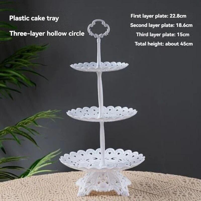 Three-Layer Fruit Plate Dry Fruit Plate Candy Plate Light Luxury Style Tray Dessert Table Decoration Arrangement Plastic Shelf