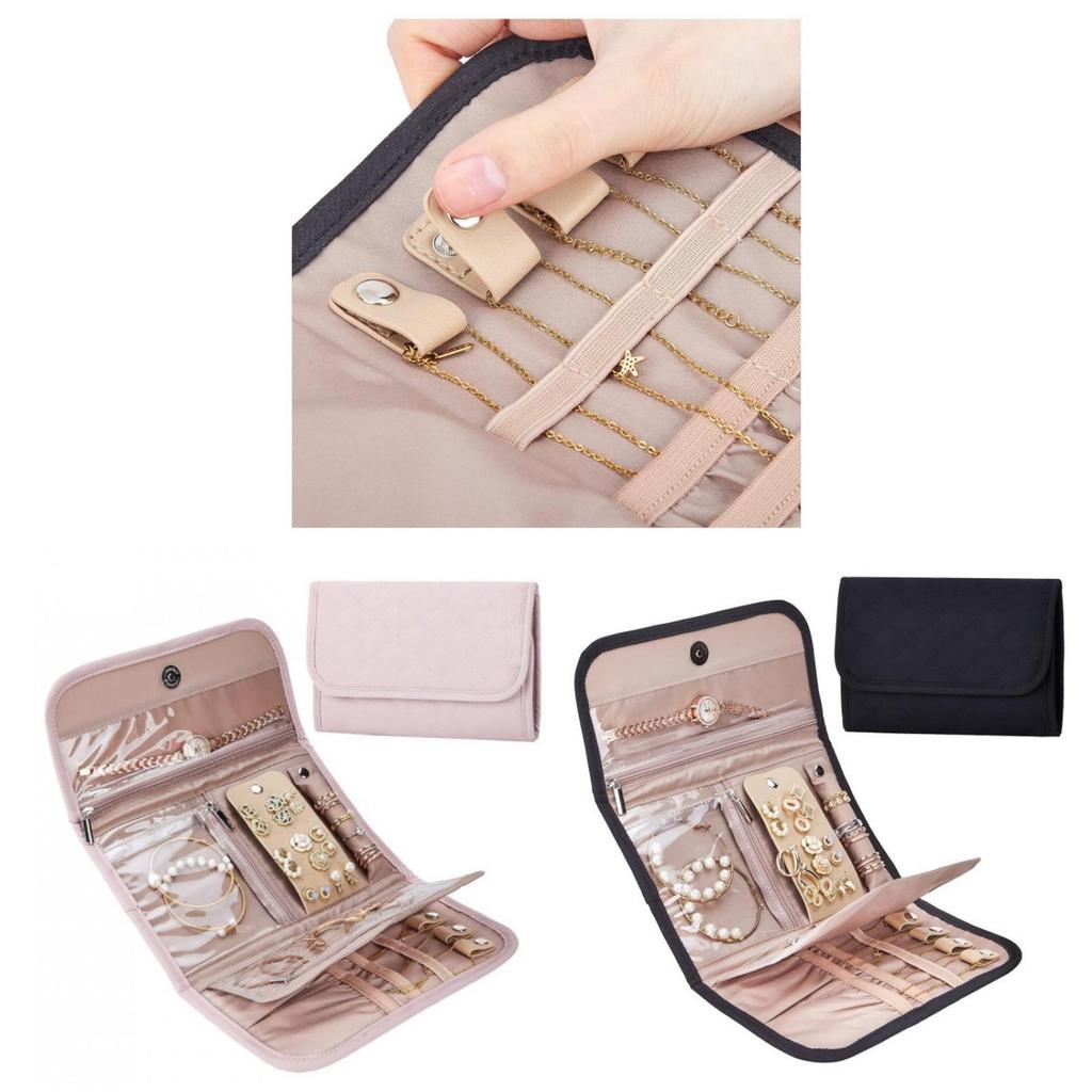 Minimalist Faux Leather Jewelry Organizer With Zipper For Travel And Daily Use