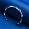 Elegant 925 Sterling Silver Delicate Bamboo-Shaped Open Bangle for Women, Fashionable Wedding Party Accessories