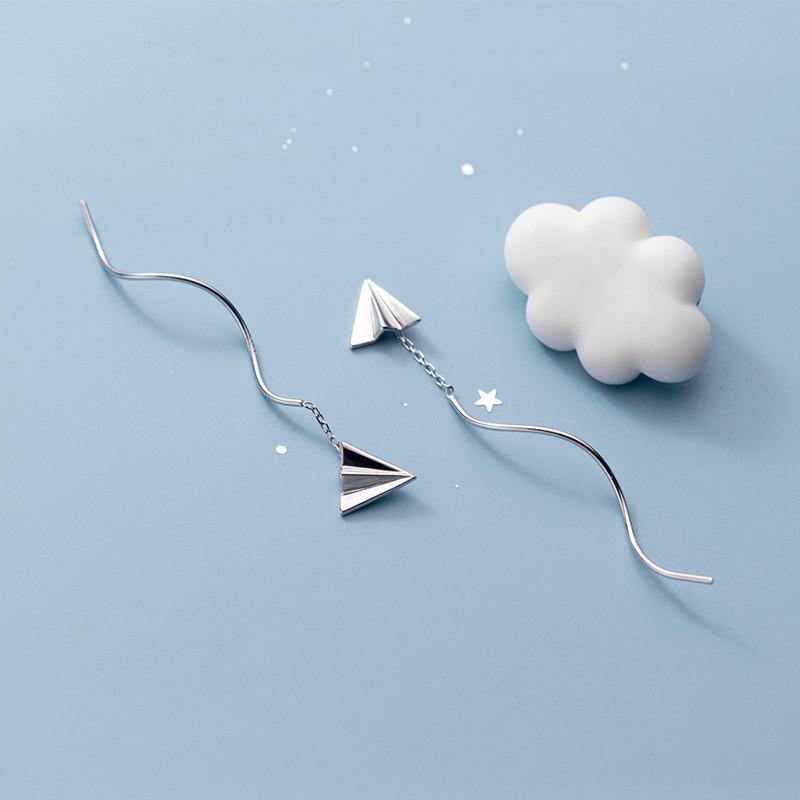Trendy Korean Style Aircraft Wave Ear Line Earrings Minimalist And Sweet Fashion Accessories