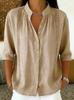 European & American Cross-border Stand Collar Accordion Pleat Mid-Sleeve Loose Casual Women's Shirt, 2026 Trend
