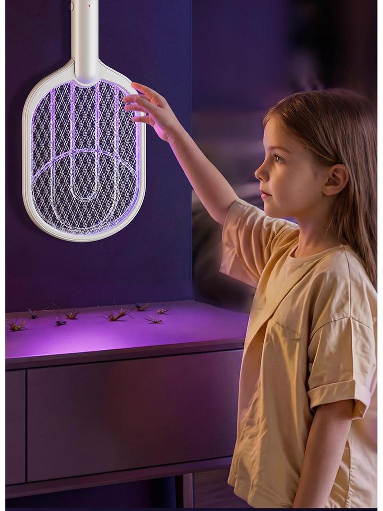USB Rechargeable 3-in-1 Electric Mosquito Swatter: Portable, Handheld, Wall-Mount for Home & Outdoors.