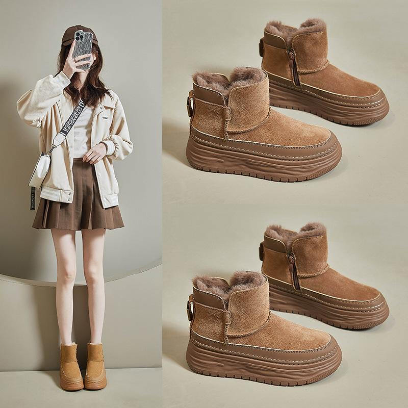 Fleece High-top Snow Boots for Women's Winter New Student Ins Korean Version of Warm Casual Platform Cotton Shoes 9010