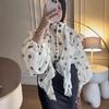 1116 Polka Dot Lace-Up Bubble Sleeve Shirt Women's Design Sense Skinny Long Sleeve Fashion Shirt High-end Top