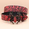 Y2K Leopard Print Rhinestone Spider Buckle Punk Leather Belt for Women