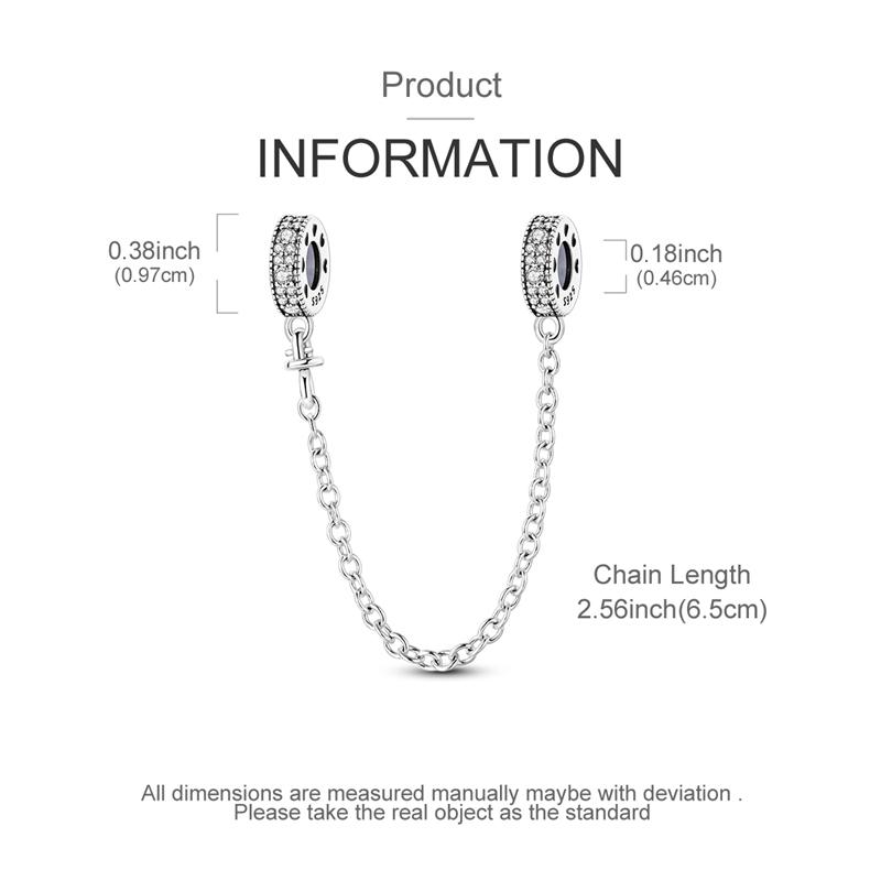 Authentic Original Charm Bead Components Copper Metal Retro Geometric Secure Safety Chain Bead Components Compatible With Charm Bead Components Plata