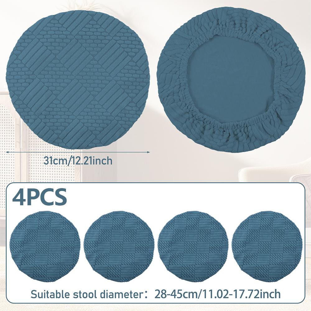 4Pcs Elastic Bar Stool Cover Polyester Round Seat Cover Breathable Single Chair Protective Cover for Home Cafe Office Restaurant