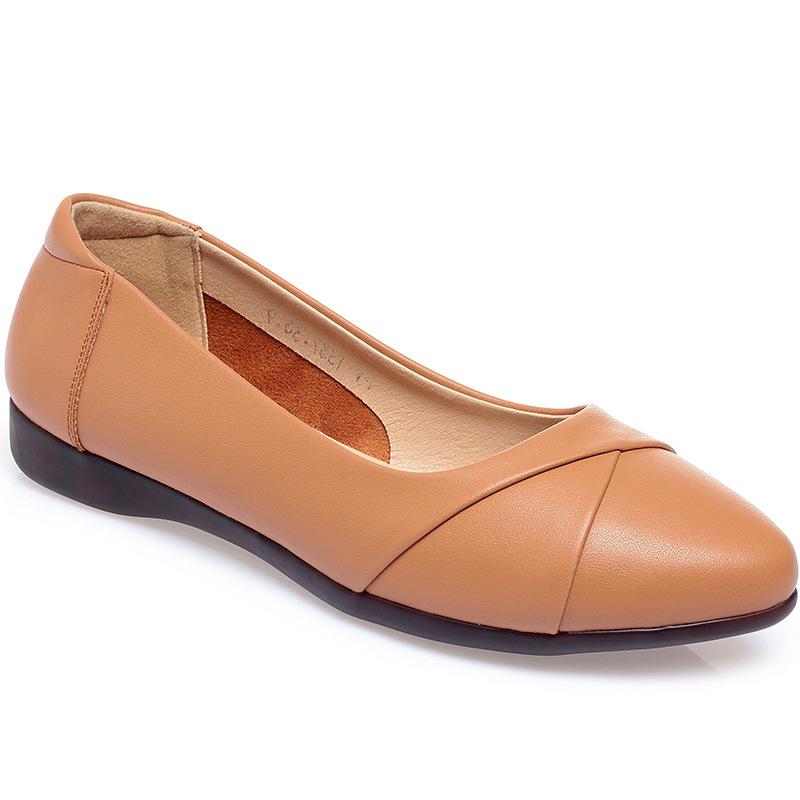 Fashion Women Genuine Leather Flat Shoes Fashion Slip on Loafers Comfortable Casual Ballet Flats Large Size 35-43 Low heel Ladies Shoes