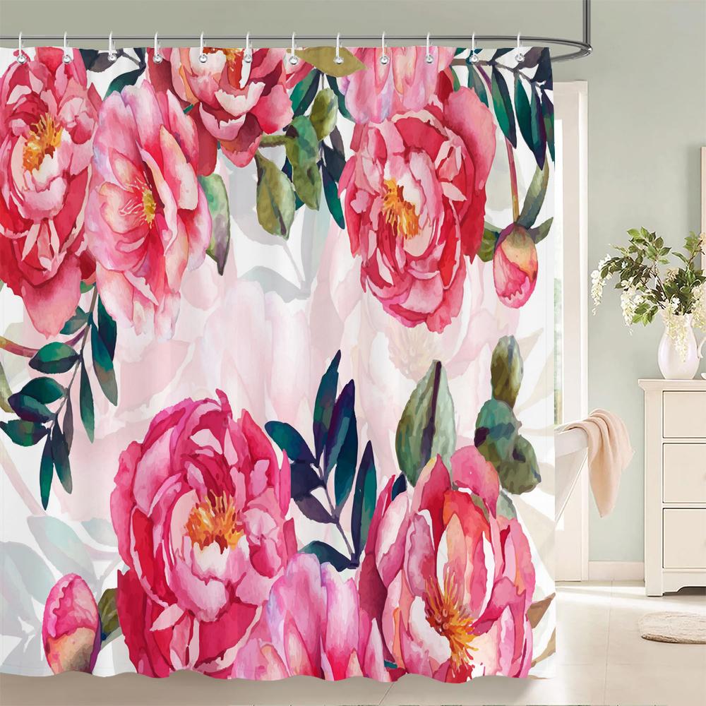 3d Flowers Pattern Shower Curtains Bathroom Curtain 180*180cm Waterproof With 12 Hooks Home Decor Washable Fabric Bath Screen