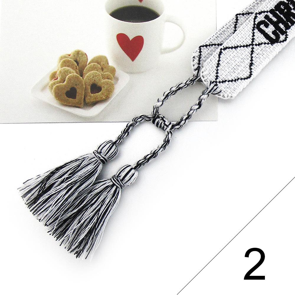 Custom Bohemian Embroidered Bracelet with Tassel and Woven Rope - Handmade Jewelry for Couples and Women