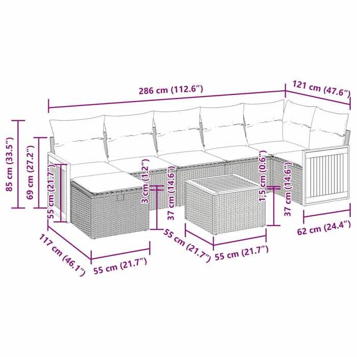 VidaXL Salon de jardin 8 pcs avec coussins noir résine tressée 3326046