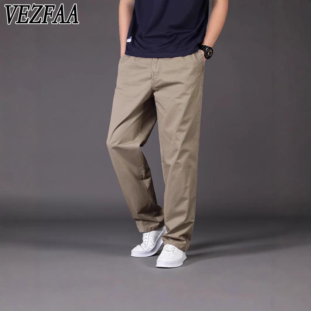VEZFAA Women's Fashion Casual Solid Color Print High Waist Trousers Pants & Capris