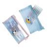 Simple Cartoon A6 Mesh Zipper Pencil Case & Document Bag for Students