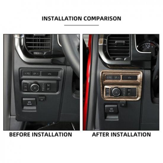 For - Ford F150 F-150 ABS Wood Grain Headlight Switch Panel Cover Trim