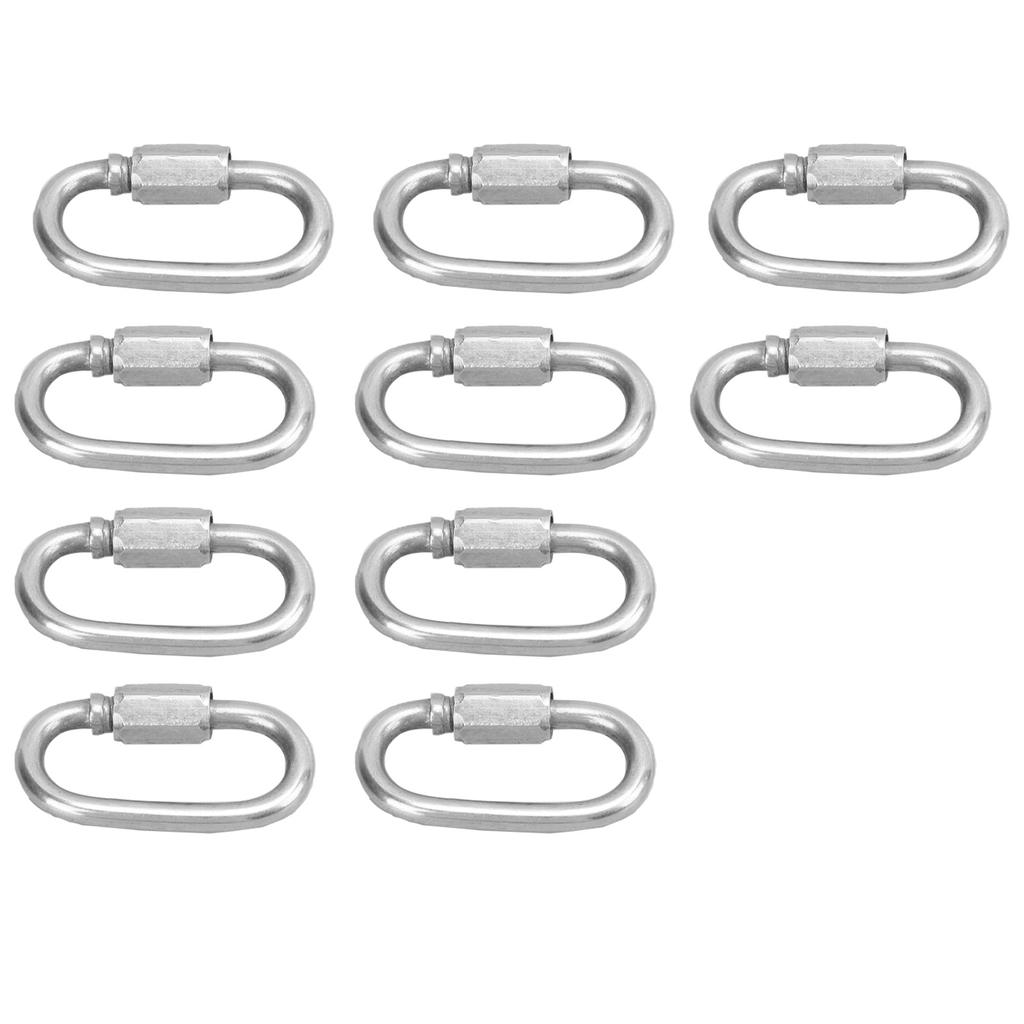 10 Stück M5 Schnellglied Edelstahl Schwerlast Kettenglied Schraubverschluss D-Form Verriegelungskarabiner
