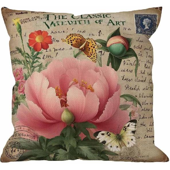HGOD DESIGNS Bee Pillow Cover,Decorative Pillow Bees Watercolour Drawing Pillow Cases Cotton Linen Outdoor Indoor Square Cushion Covers for Home Sofa