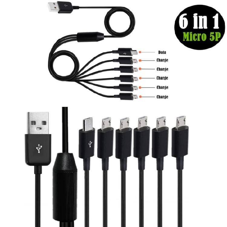 Multi Micro USB Sync Cable 6 In 1 Charging Cord with 6 Micro USB Plug for Mobile
