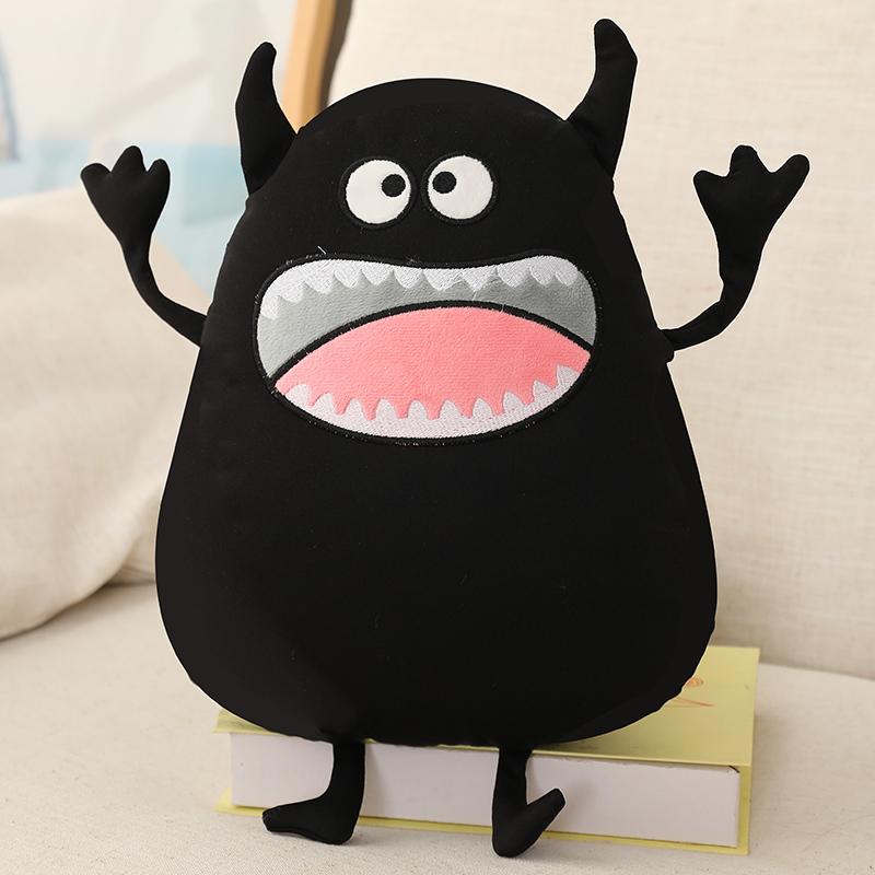 35cm 1Stück süßes Monster-Stofftier lustiges Monster flauschig schwarz weiches Stofftier Kissen Kissen Kinder Spielzeug Geschenk für Jungen