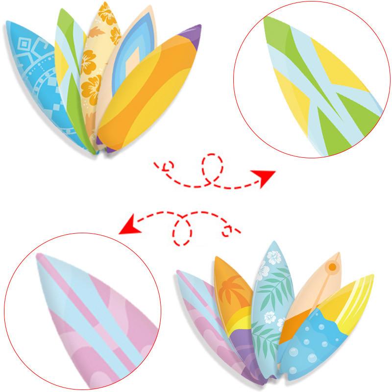 Shape Surfboard Decals Children Party With 60 Paper Stickers Festival Decorate