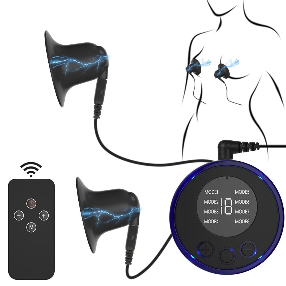 Electric Shock Nipples Clamps Breast Stimulation Metal Labium Clitoris Clips Slave  Bondage Chest Massage  Sex Toys 18+