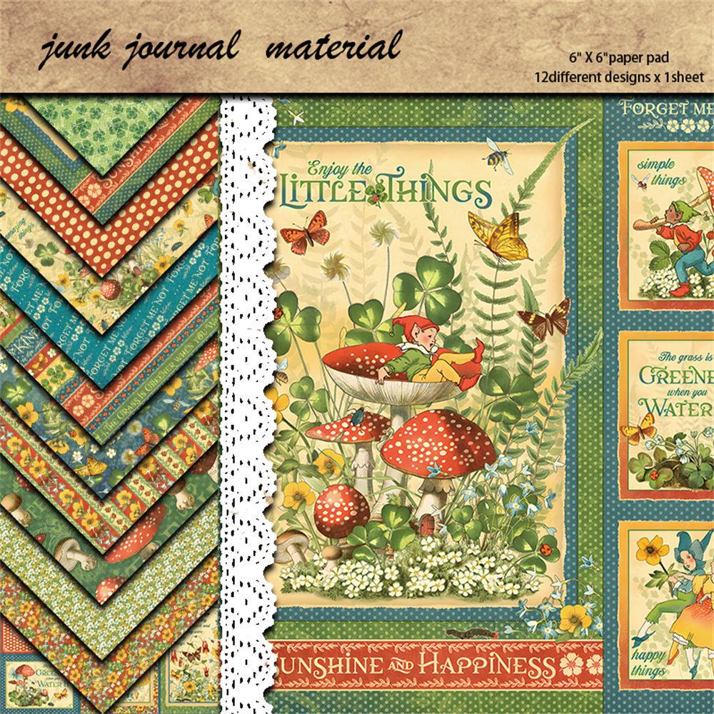 12 Sheets Retro European & American Collage Journal Material Paper for DIY Crafts