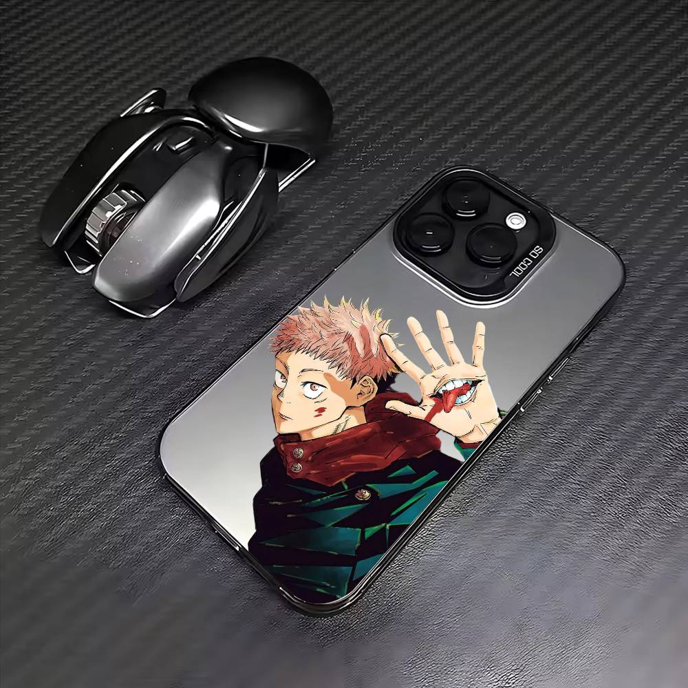Jujutsu Kaisen Gojo Satoru Phone Case For iPhone17,16,15,14,13,12,11 Plus,Pro Max Colored Silver Plated Inside Cover