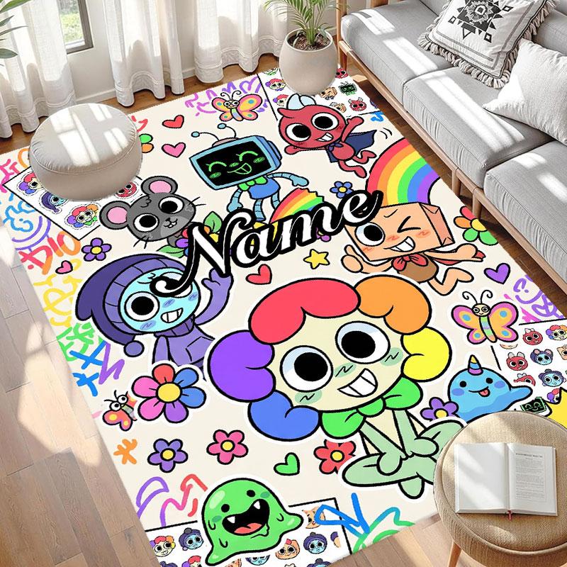 Custom Name Personalized Dandy's World Print Carpet, Versatile Home Decor Rug, for Playroom, Apartment, Balcony, Entryway, Hallway Gift