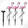 3Pcs Solar Powered Flamingo Ground Stake Lights Waterproof Outdoor Garden Pathway Decorative Night Lights for Yard Patio Lawn
