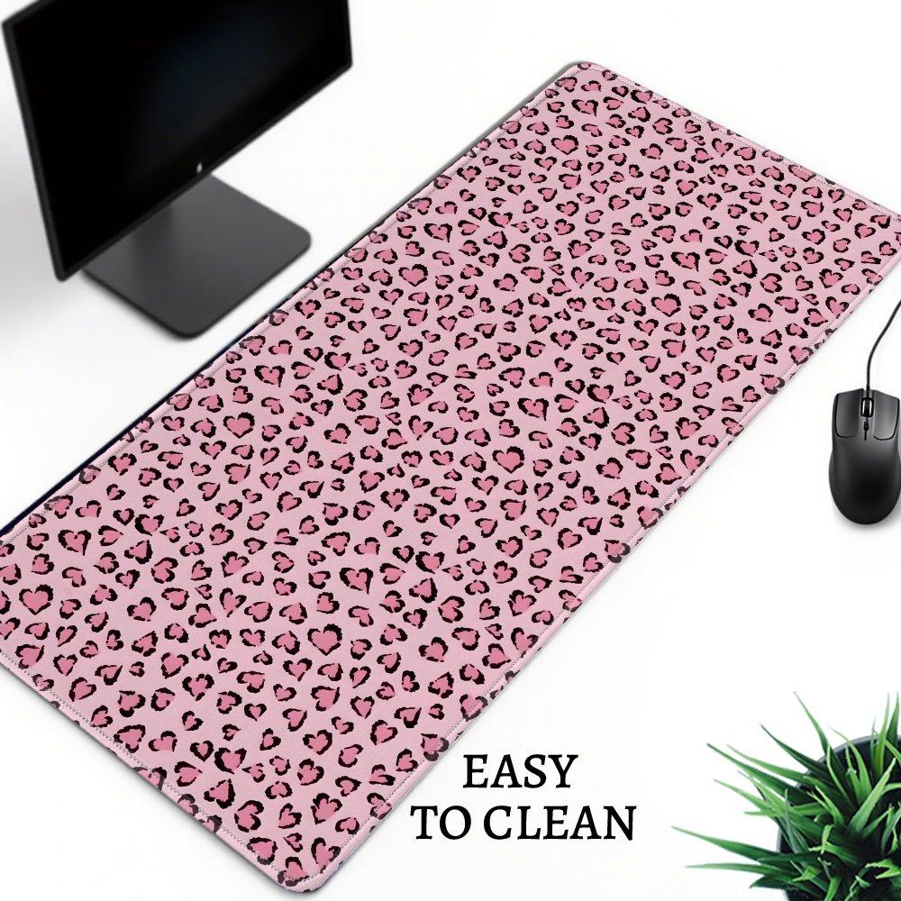 Gaming Mouse Pad Xxl Pink Leopard Desk Mat Natural Rubber Non Slip Washable