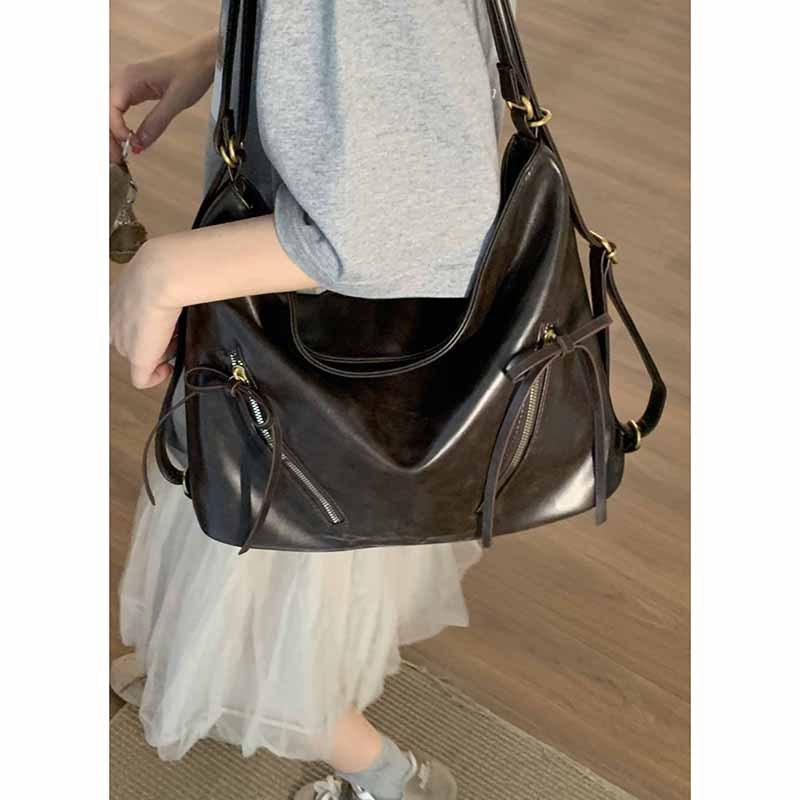 Retro Large Capacity Women's Backpack Backpack 2025 New Simple Tote Bag Versatile Commuter Shoulder Bag