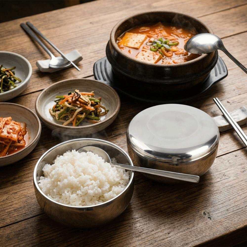 Rustless Steel Rice Bowl with Cover Soup Bowl Leakproof Sealed Cover Food Container Home