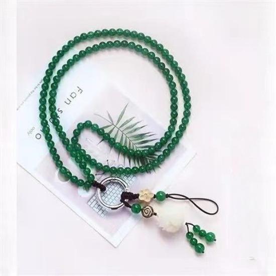 Fashion Agate Chalcedony Necklace Mobile Phone Hanging Sweater Chain Natural White Jade Bodhi Accessories, Removable Multi-Purpose
