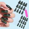 24pcs Gradient Cat Eye Trapezoid Nails: Autumn/Winter Black & Green Nail Art Stickers
