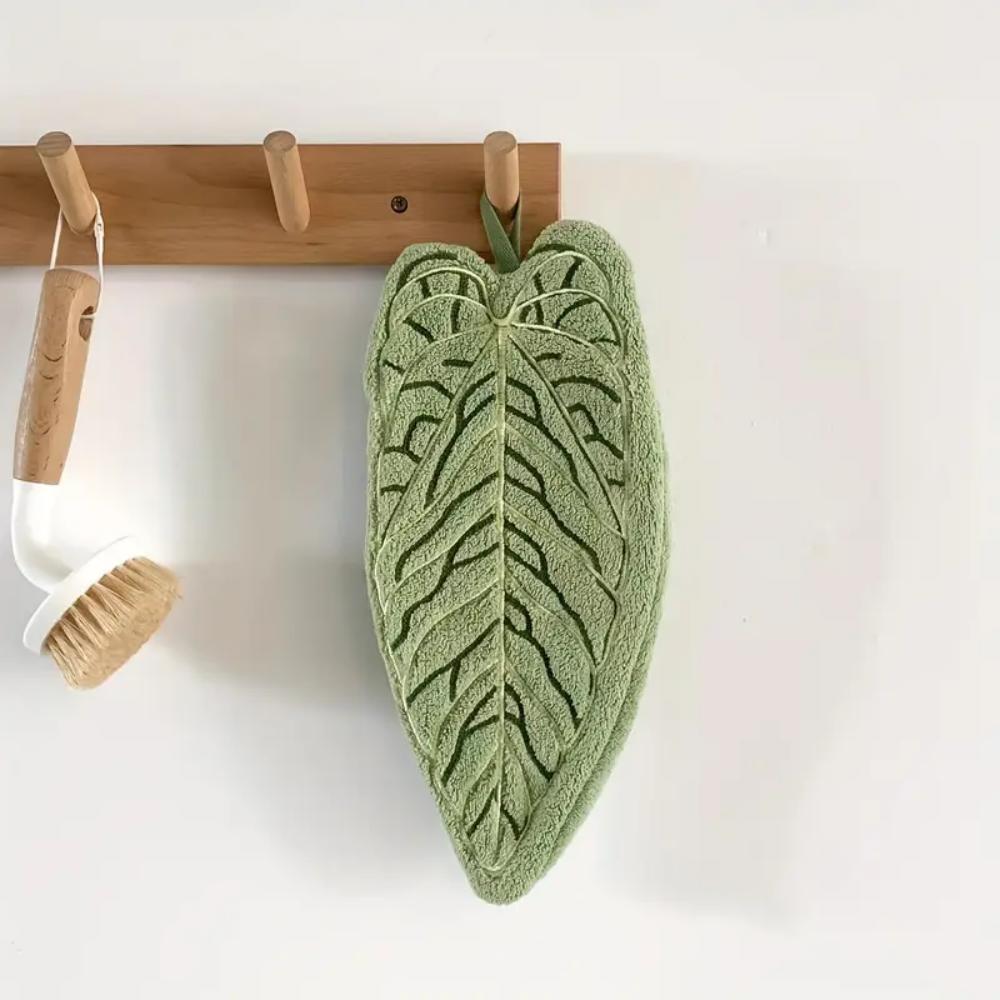 Super Absorbent and Quick-drying Kitchen Towel, Soft Coral Velvet, Tropical Leaf Print, Suitable for Bathtub, Dry Plate