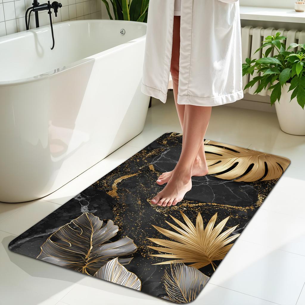 1 Pièce Tapis de Cuisine Anti-Fatigue, Imprimé Feuille de Luxe Imperméable Antidérapant Épais Rembourré Tapis de Cuisine Confort Robuste Tapis de Station Debout pour Cuisine