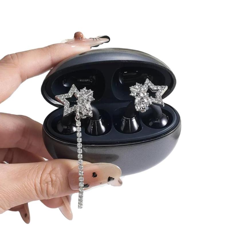 1Pair Bling Star Earphone Clips Wireless Earbuds Clip Decoration Removable Earbud Jewelry Accessories 1Pair
